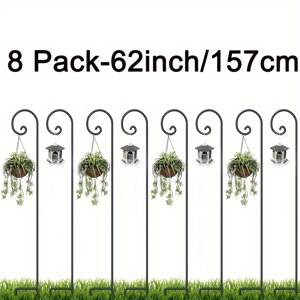 Hooks 30/46/62 Inch, Black - 4/6/8 Pack For Solar Lights, Bird Feeders, Lanterns, And Garden Décor