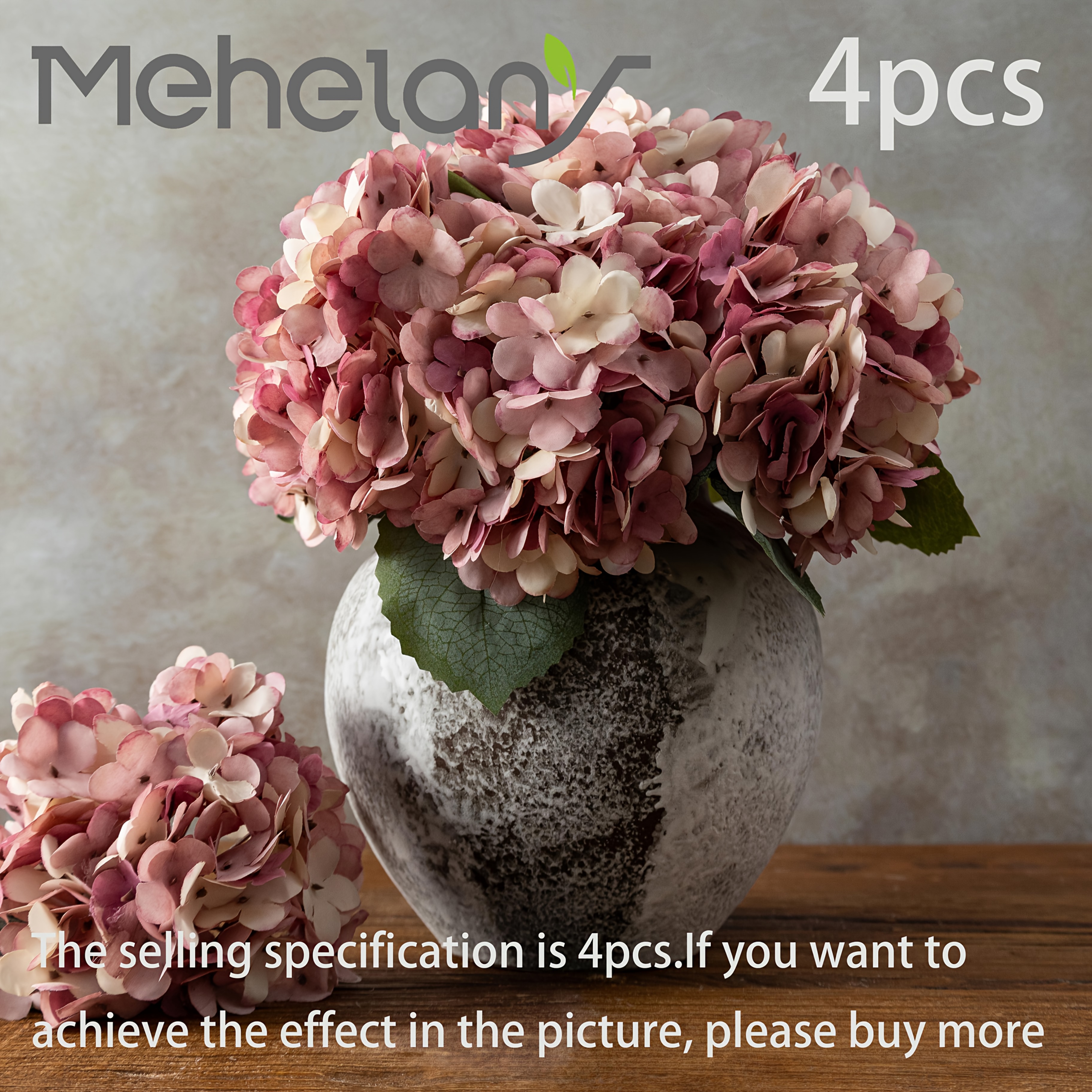 Image of 4pcs Pcs Mehelany Artificial Hydrangea Flowers Realistic Faux With Flexible Stems, 8 Colors Suitable For Wedding Bouquets,, Centerpieces, Plastic Floral For - Table Decor (no Container)