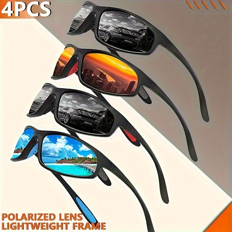 

4pairs, Premium Fantasy Wrap Around Polarized Fashion Glasses, For Men Women Outdoor Sports Cycling Running Fishing Hiking Golf Supplies Photo Props