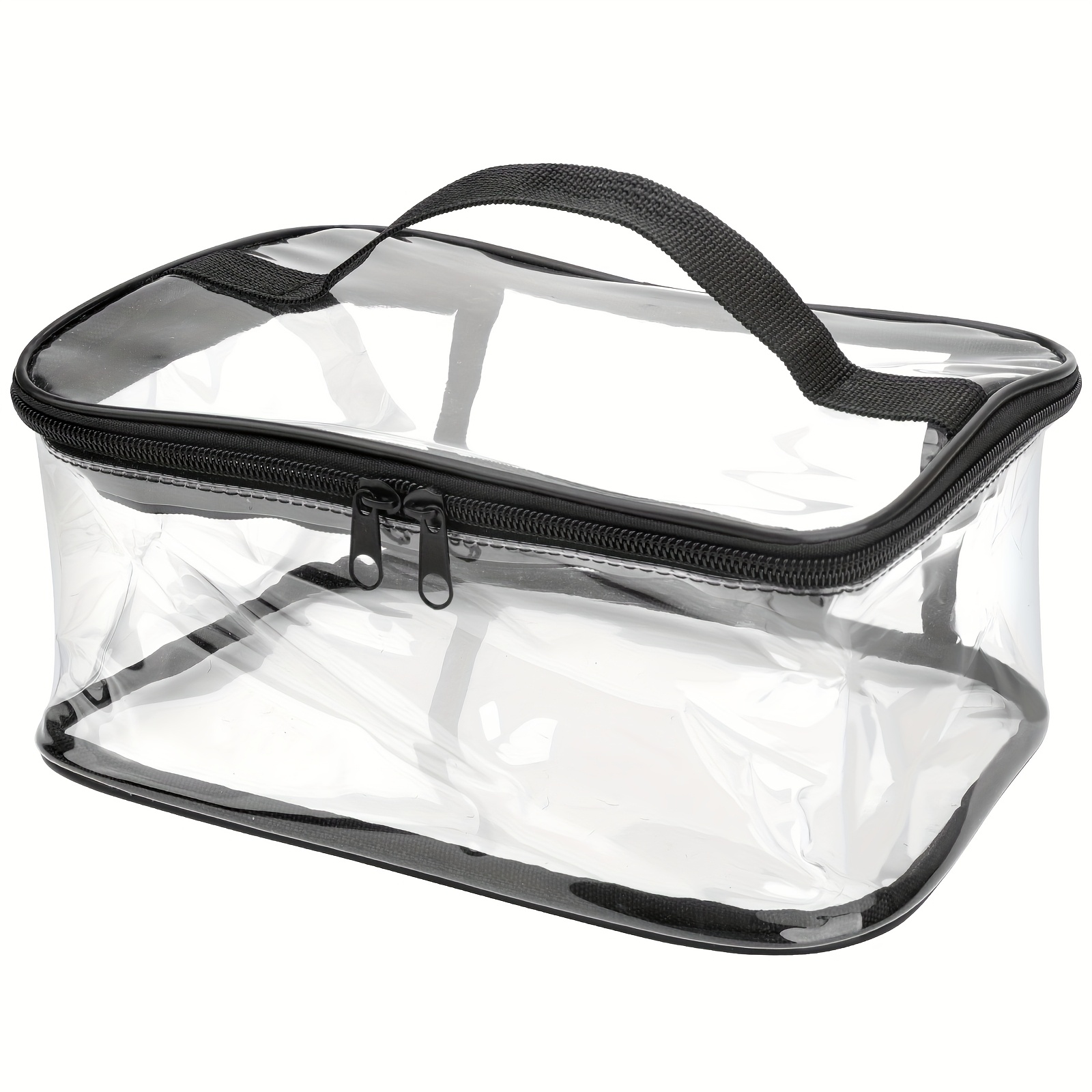 TEMU Pvc Storage Bag, Transparent Organizer For Household Items, Toiletries, Portable Travel Zippered Pouch, Clear Storage Box
