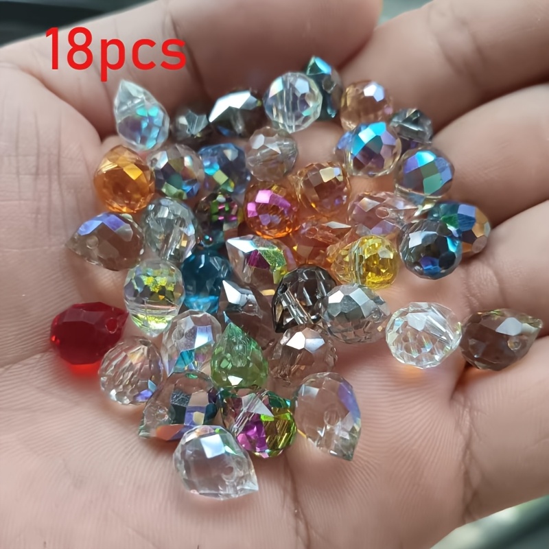 TEMU Lot de 18 pendentifs en cristal AB pour décorations de maison et de jardin, perles réfractives couleur AB avec lumineux irisés, pour bricolage,