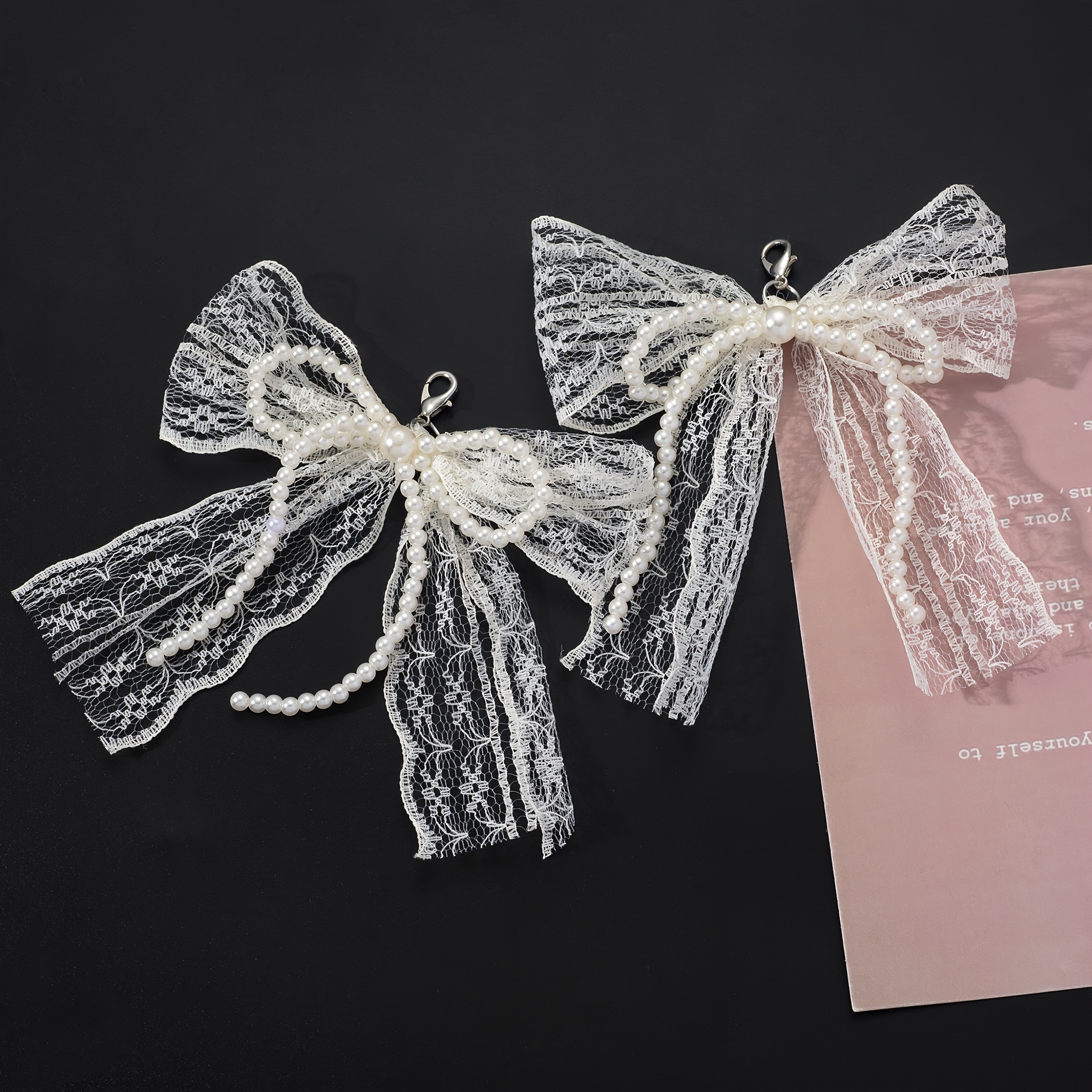 2pcs Handmade Beaded Lace Bow Shoe Buckles - Suitable For Shoes Accessories - Unique Versatile Design