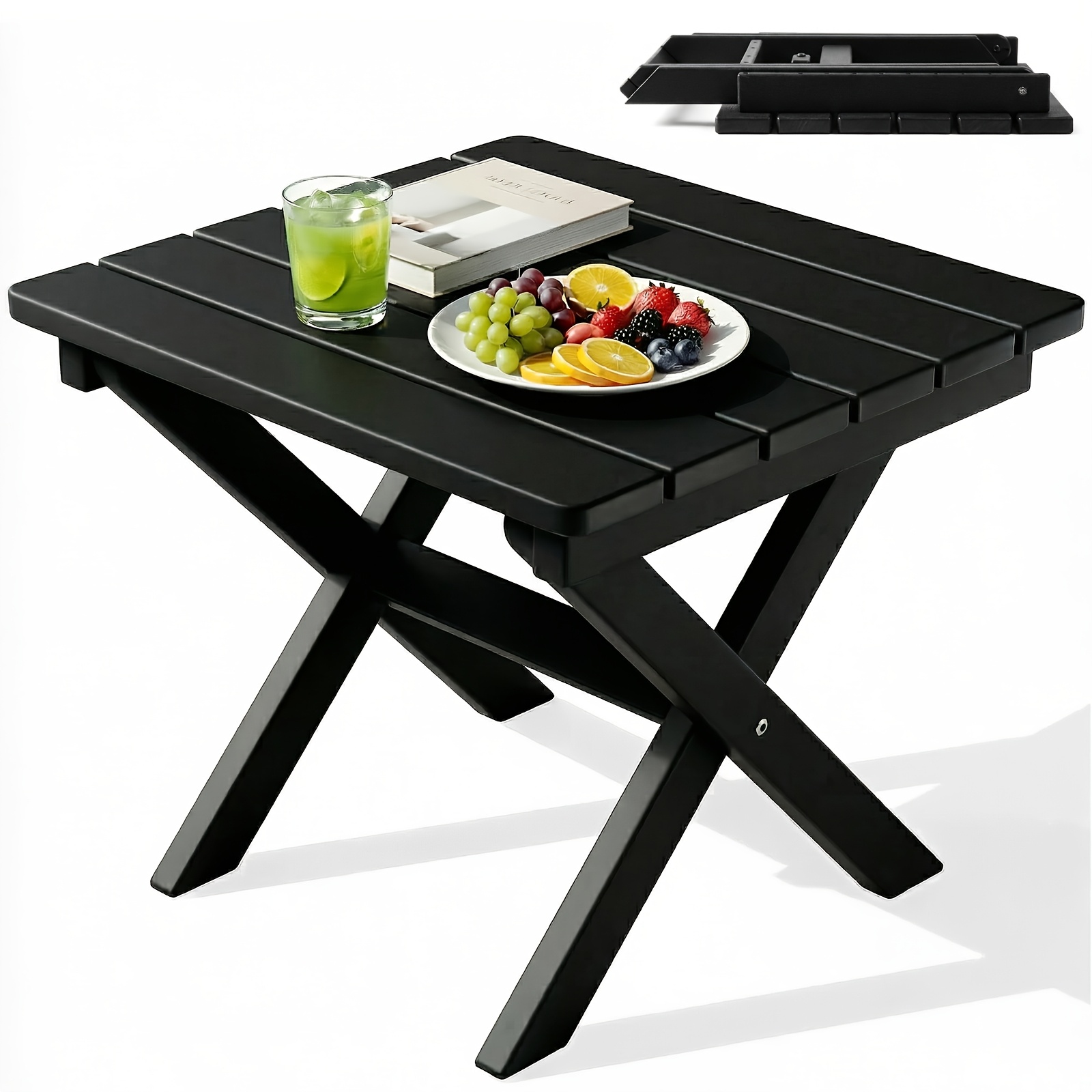 Collapsible Outdoor Side Table, Durable HDPE Adirondack Table, Convenient Portable End Table, Resistant to Weather for Camping, RV, Poolside, Garden, Suitable for Indoor And Outdoor Use