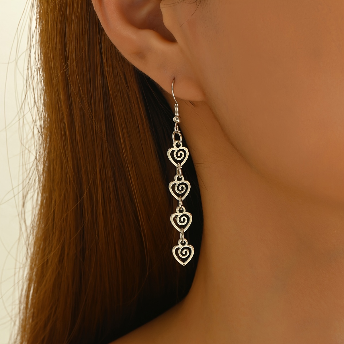 Women's Vintage Distressed Geometric Heart Swirl Earring Pendants