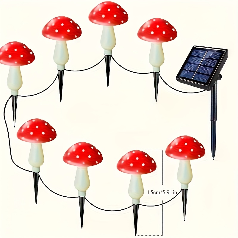 8 pachete de lumini solare de exterior cu ciuperci roșii, ip65, decorațiuni pentru drumuri de curte, decorațiuni drăguțe pentru petreceri în grădină, 8 moduri mici de iluminare de noapte