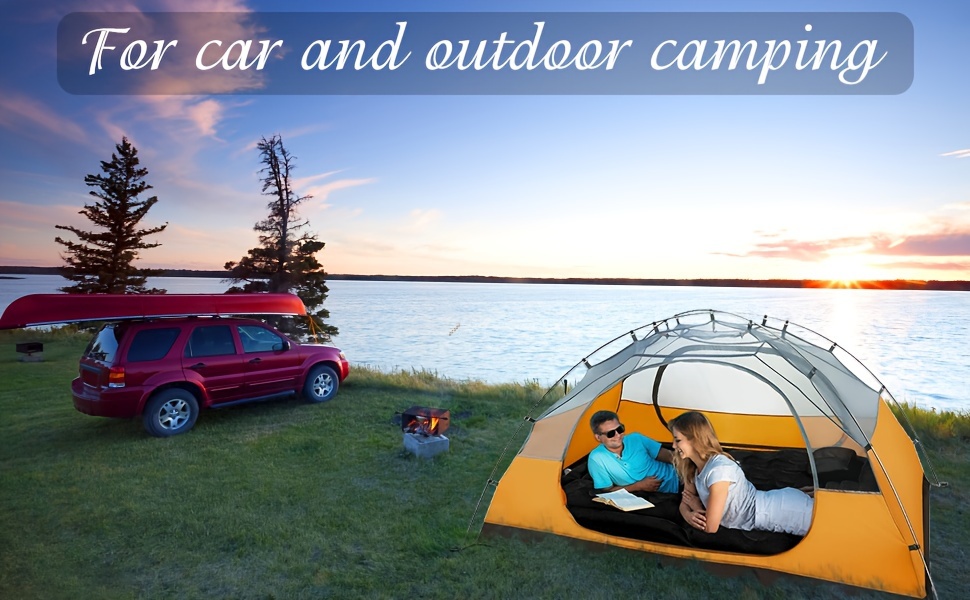SUV Inflatable Mattress Camping Mattress Foldable Thick Car Air Bed with Electric Air Pump Portable Sleeping Pad Suitable for Home And Travel, Picnics And Camping