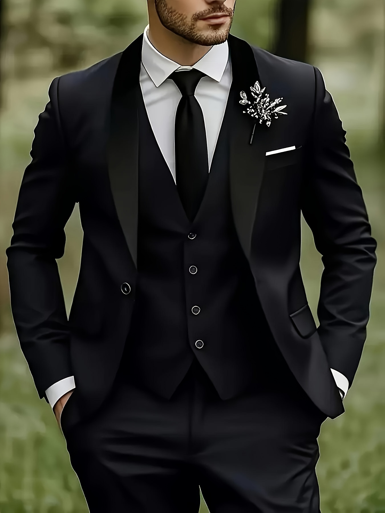 Ensemble trois pièces grande taille pour homme, veste de costume + gilet + pantalon de costume, costume amincissant et cranté, tenue formelle professionnelle d'affaires haut de gamme, robe de mariage pour photo de mariage, marié, banquet, hôte de scène, convient pour les trajets quotidiens au travail, réunion annuelle, fête