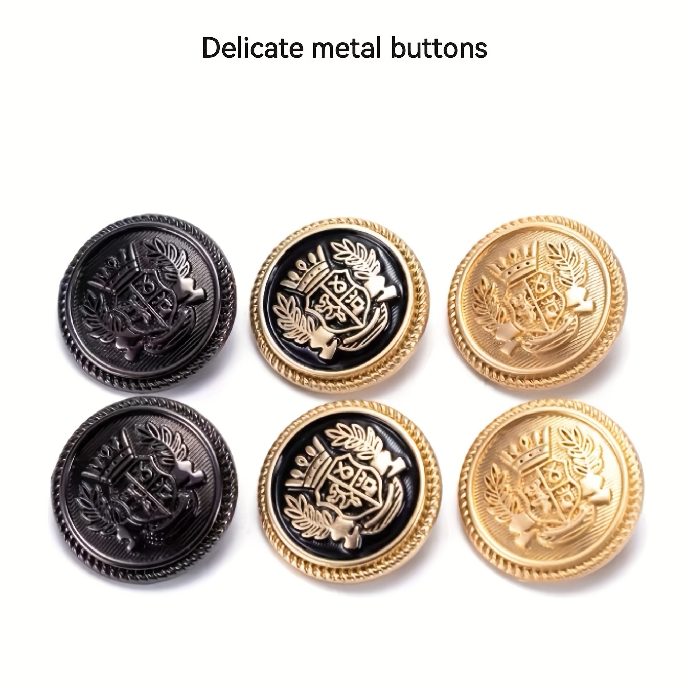 

8pcs Elegant Metal Buttons For Coats, Shirts, And Suits - Decorative Hand Sewing Buttons In Black, Golden, And Colors - High-quality Embellishment Buttons For Garment Crafts