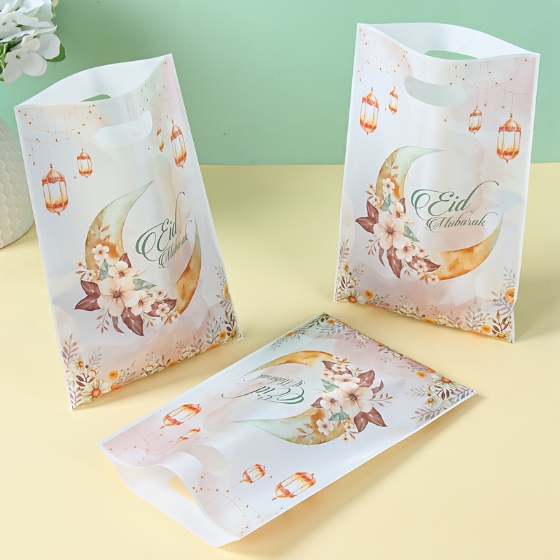 

10/25/50pcs, Eid Ramadan Gift Candy Bags, 16.5*25cm, Watercolor Bags, Party Supplies, Ramadan Decoration For Home, Ramadan Eid Al-fitr Gifts, Eid Decoration Handbags