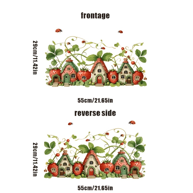 TEMU 2d Flat, 1pc Self-adhesive Removable Window Film Suitable For Glass Doors & - Static Cling Pet Decoration With Strawberry Vine, Ladybug & Berry,