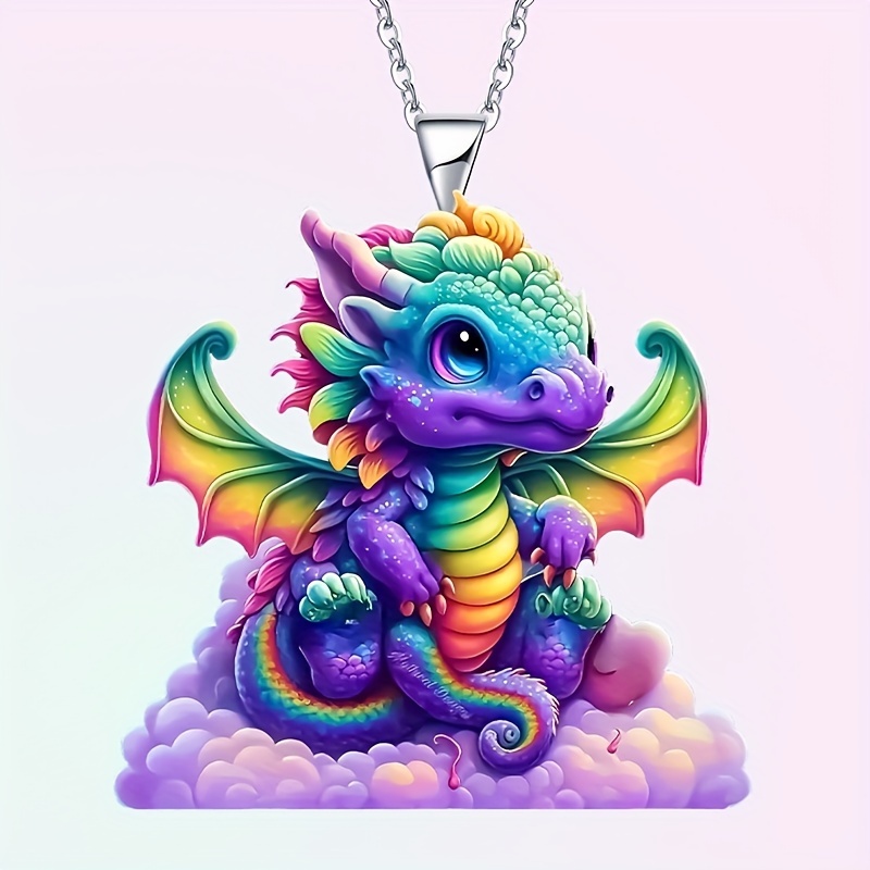 

1pc Sweet And Cute Colorful Dragon Pendant Necklace, Versatile Accessories For Birthdays, Anniversaries, And Graduation Christmas Gifts