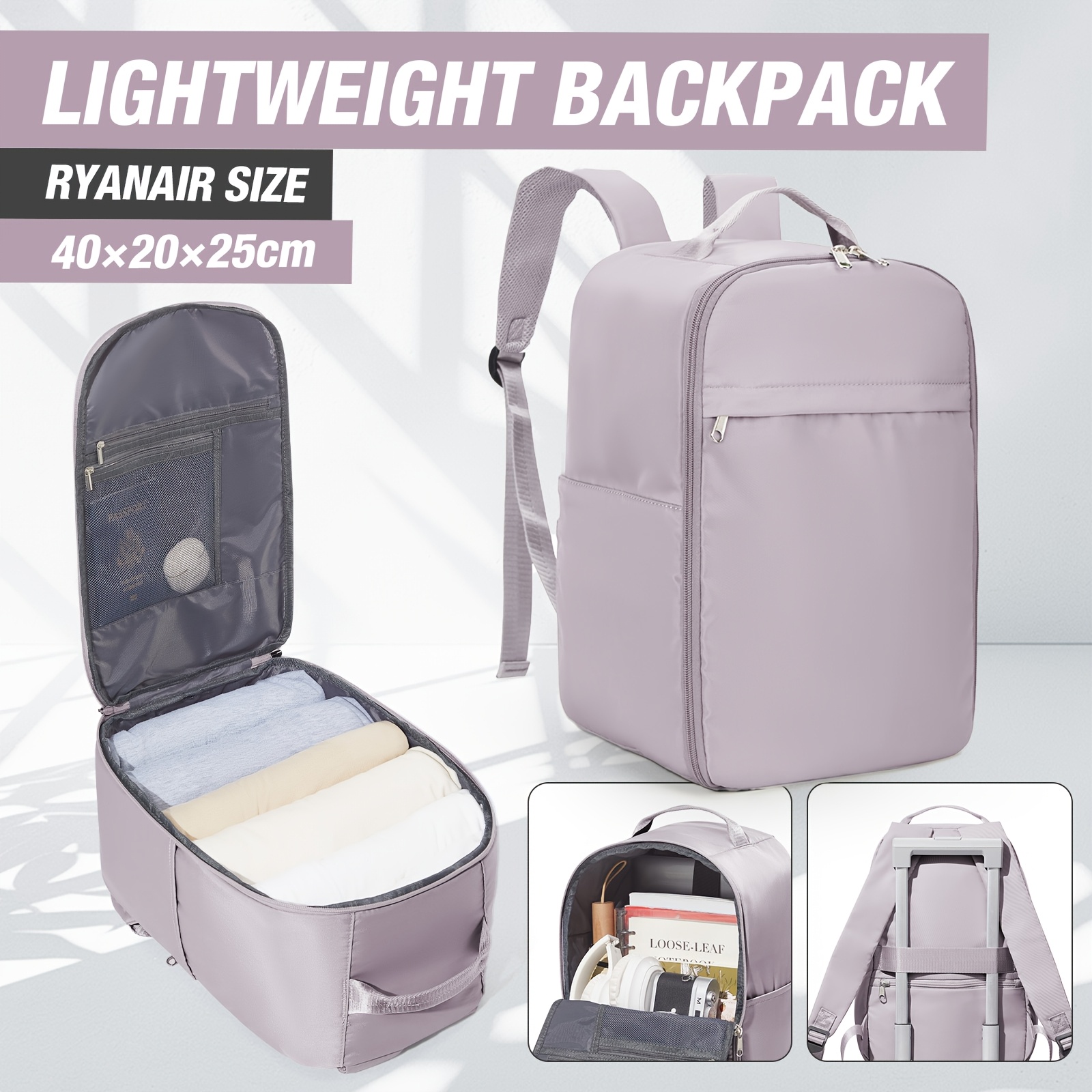TEMU Ryanair 40 X25 X20 Backpack, Cabin Bag, Travel Backpack, Airplane Backpack Under Seat, Ryanair/easyjet Approved, Budget Airline-friendly, ,