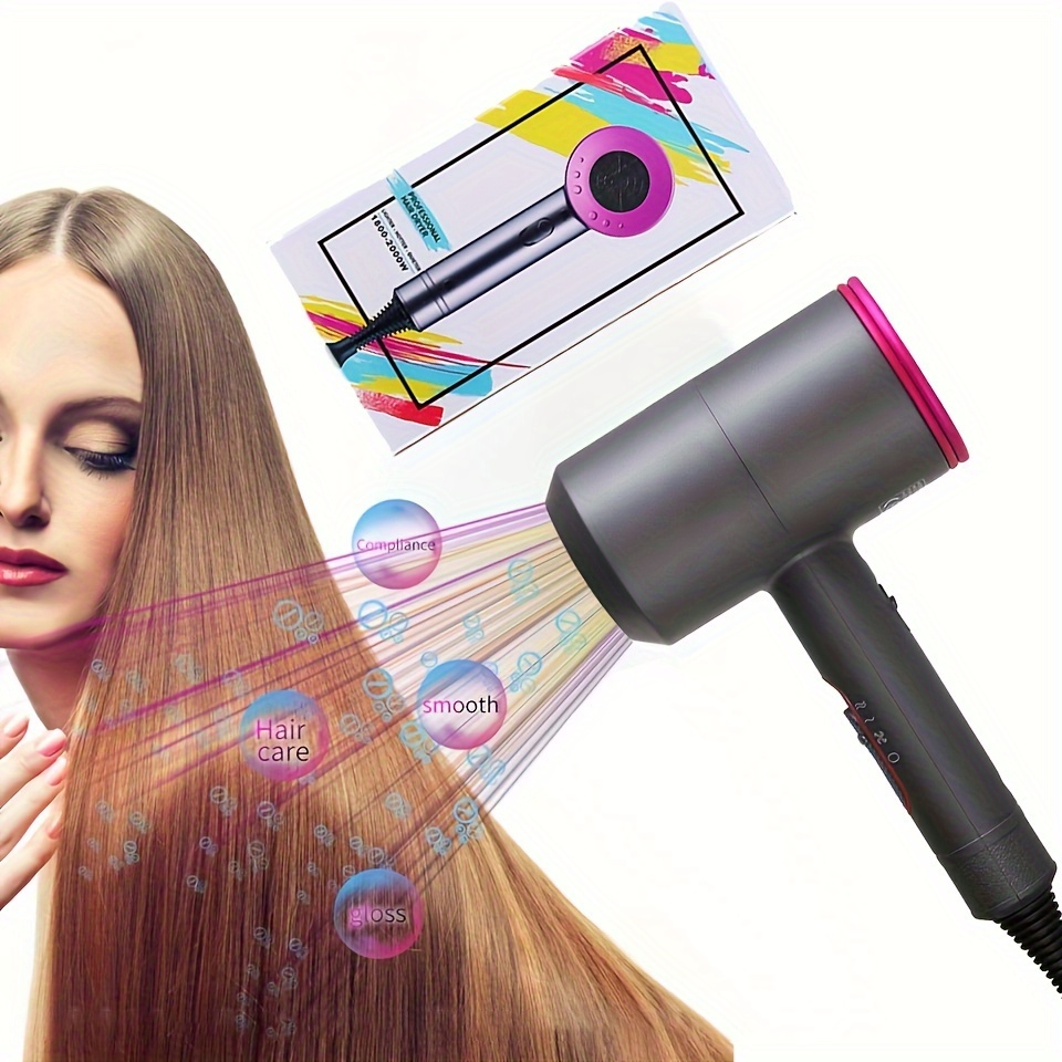 

Hair Dryer, Professional Ionic Hair Dryer For Hair Care, Powerful Hot/cool Wind Blow Dryer, 3 Attachments