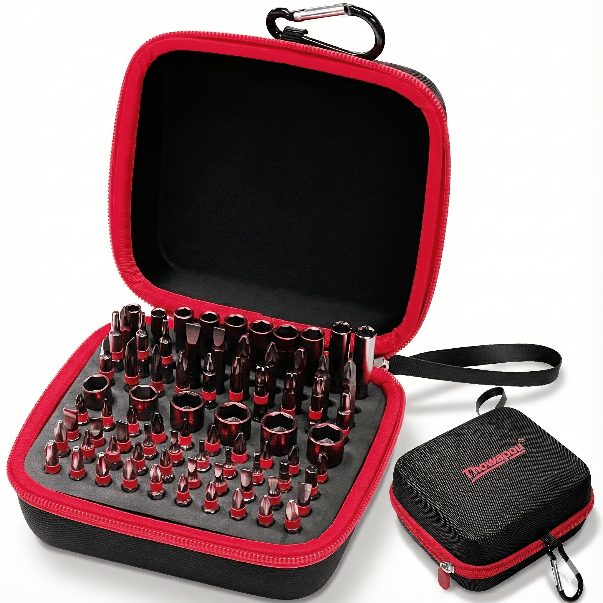 E-shop (Bits nicht enthalten) 86-fach tragbarer Bohrer-Bit-Organizer-Koffer für 1/4" Sechskant-Schäft-Bits, Hartschalen-EVA-Aufbewahrungstasche mit