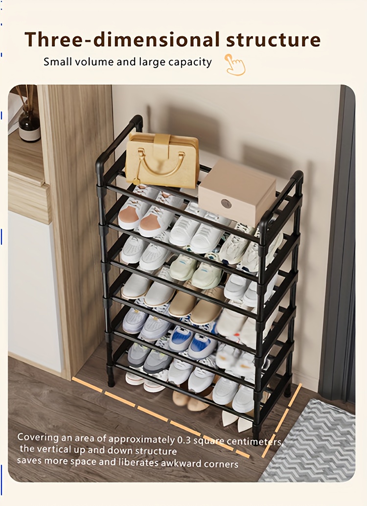 space saving multi layer shoe rack   large capacity metal storage for shoes boots in   living rooms bedrooms details 4