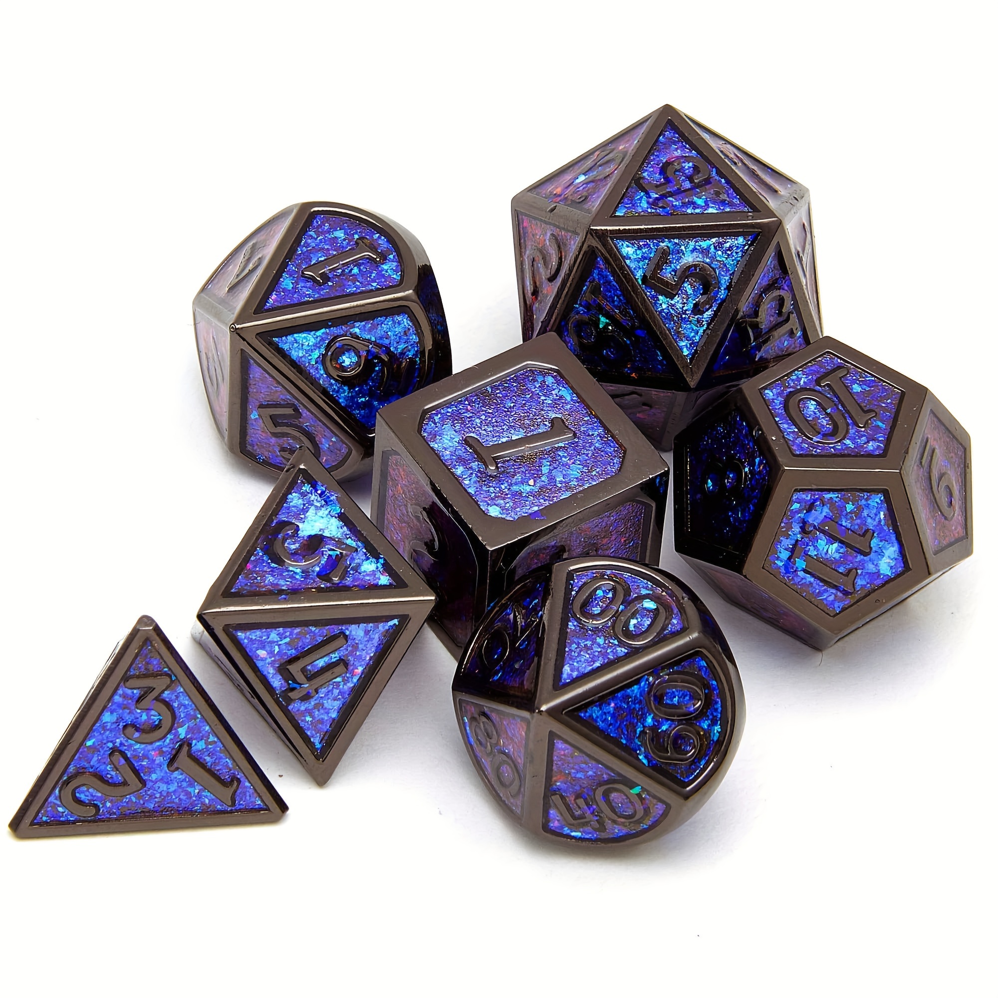 

Dnd Metal Dice Set With 7 Pieces Of Polyhedral Dice, Role-playing Dice, Board Game, Dice, Holiday Party Supplies Decorat