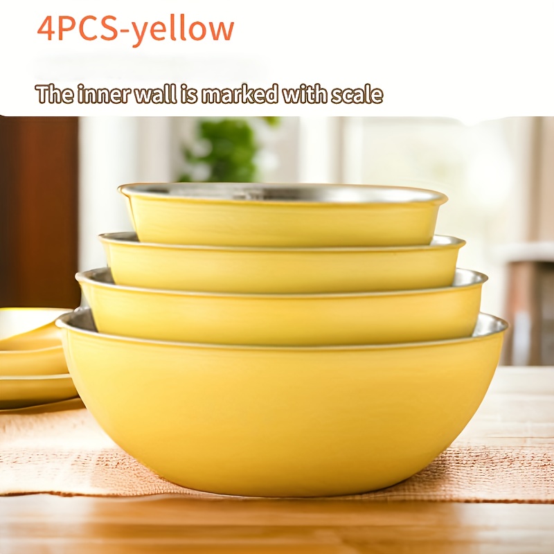 

4pcs Stainless Steel Bowl Set - , & Oven-safe For Salads, Ramen, Eggs & More - Macaron Colors With Easy-to-read - Home, Parties & Commercial Use