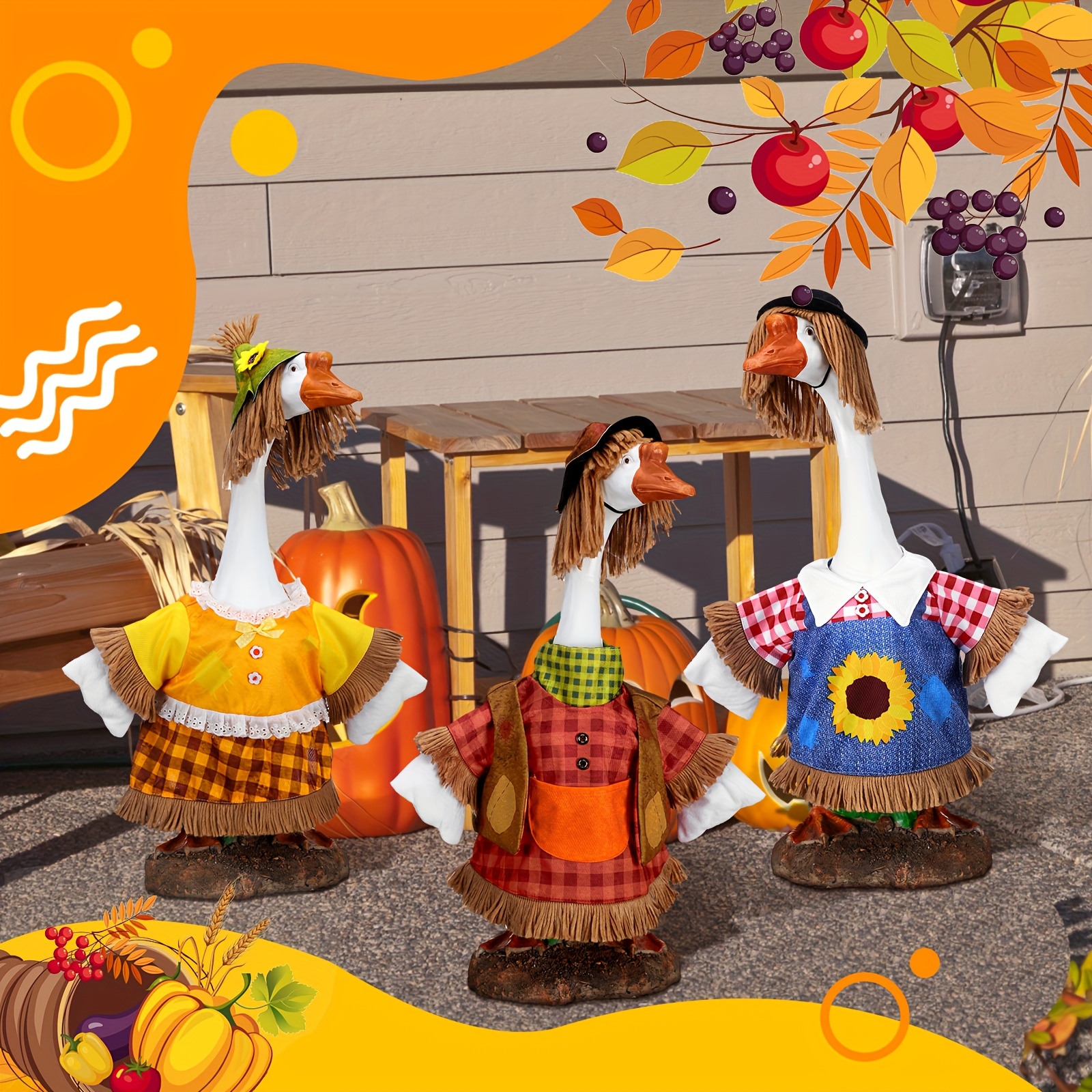 3 set fall goose outfit thanksgiving porch goose - Temu