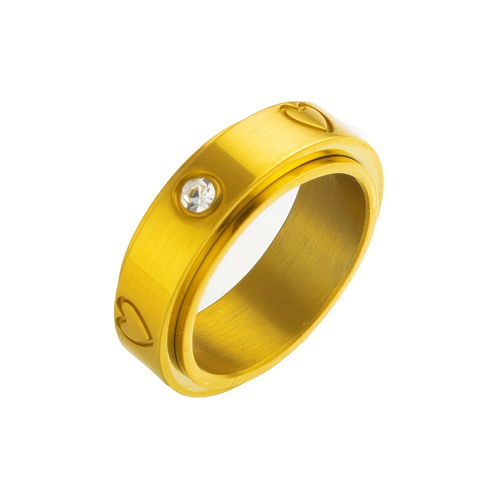 1   rotatable heart inlaid synthetic zirconia 304 stainless steel ring suitable for   gift for teenager Product details 6