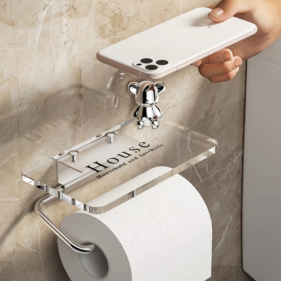 

1pc Bathroom -adhesive And Freestanding - Includes Bear Figurine