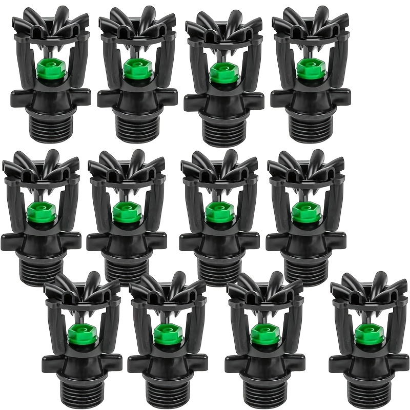 TEMU 12pcs Set Of Heavy-duty Abs Material Sprinklers, Equipped With 360° Automatic Rotation System, 1/2 Inch External Thread Lawn Nozzles, Suitable