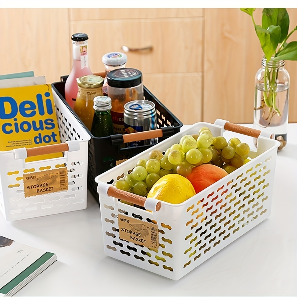 8pcs Small Black Plastic Storage Baskets with Handles