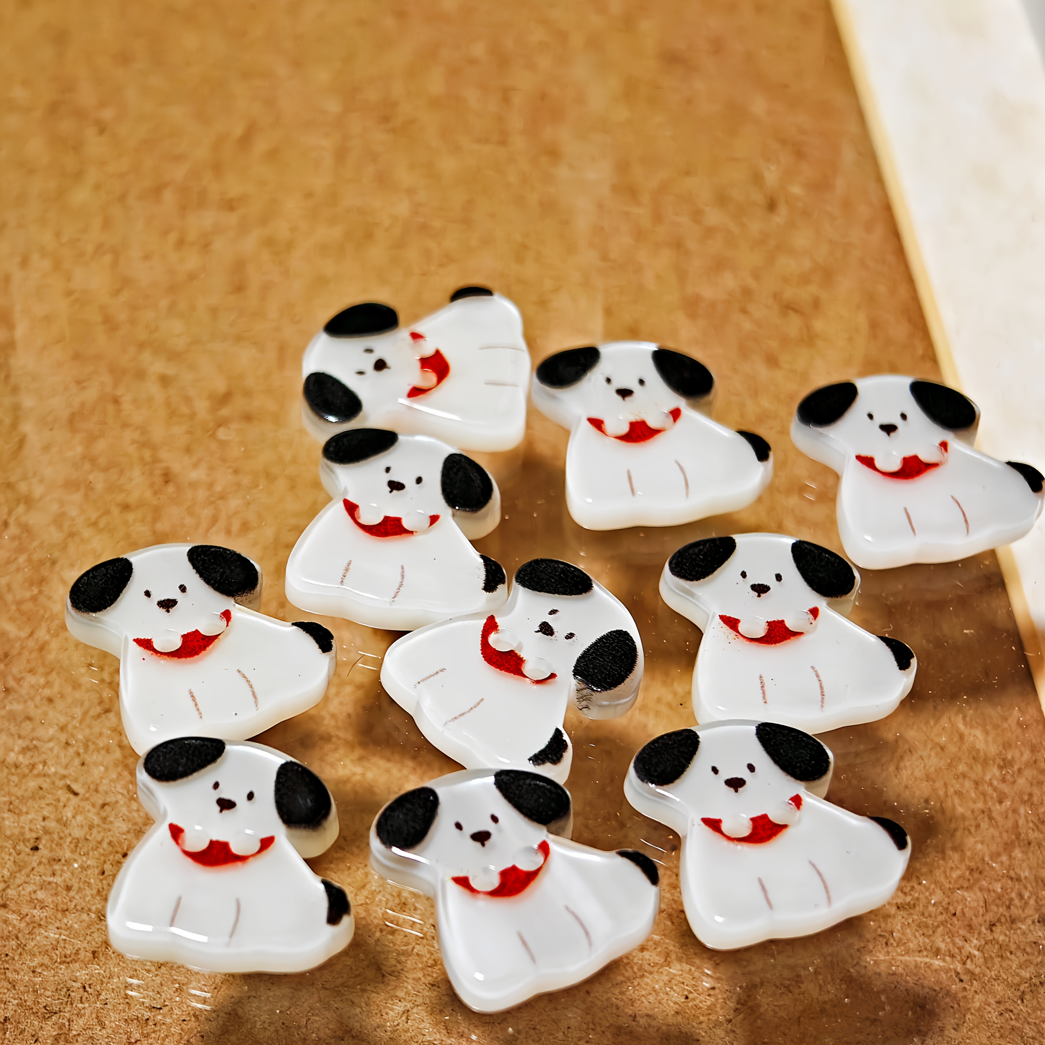TEMU 10pcs Cute Black & White Resin Buttons - Adorable Puppies With /neutral Tones For Diy Crafts, Sewing, Scrapbooking, Clothing & Decoration -