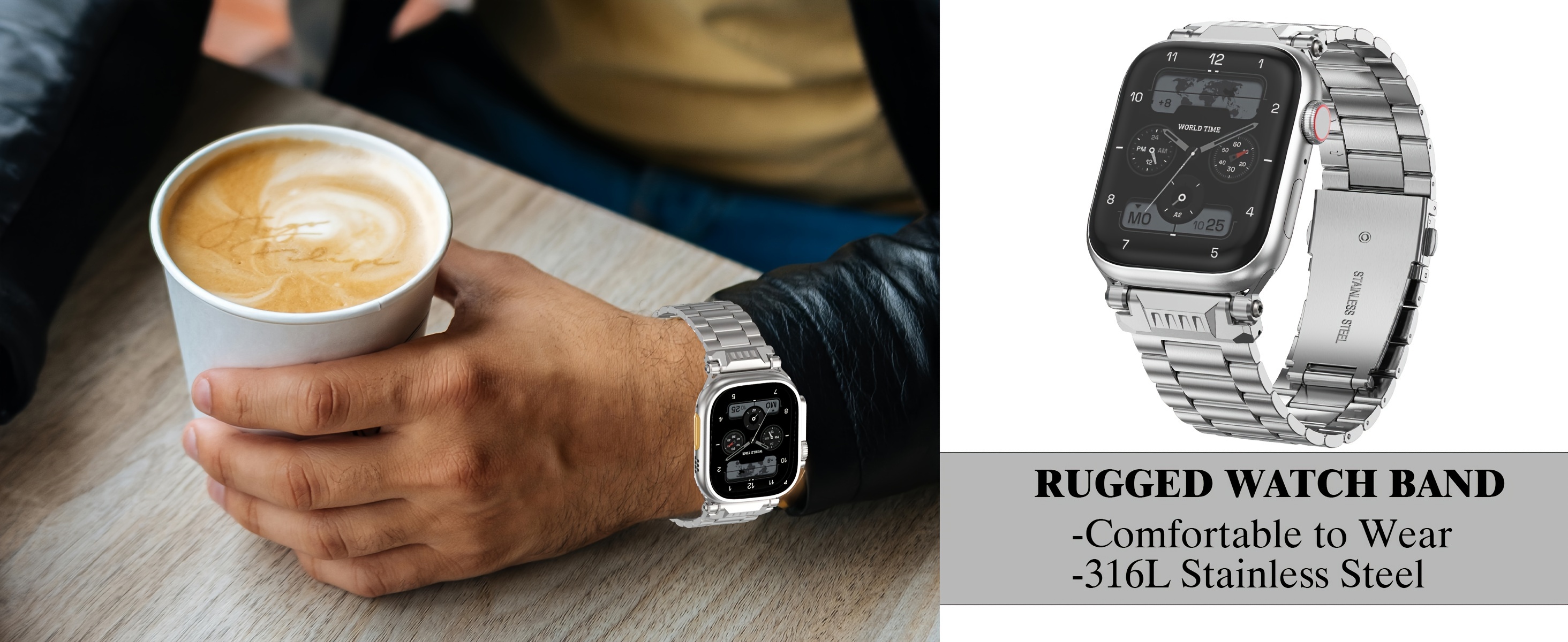 Premium Stainless Steel Band for Apple Watch - Compatible with Ultra 3/2/1 (49mm), Series 11/10-46mm S9/8/7 (45mm), Series 6/5/4/SE (44mm) | Men's Luxury Metal Strap