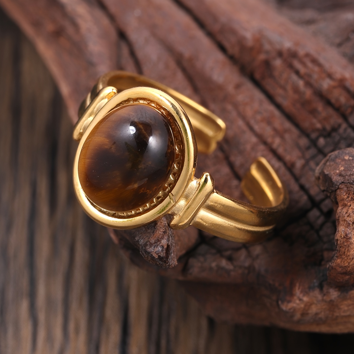 טבעת חפת אופנתית פתוחה לעיצוב זהב 18 קראט לנשים, גיא, שיבוץ פשוט יומיומי ופסטיבלי מוזיקה, מתנה כאביזר תכשיטים לכל עונות השנה