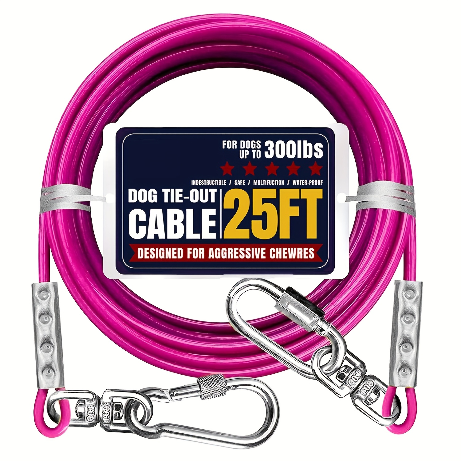 Tie Out Cable for Large Dog Runner for Yard, Pet Run Leash Heavy Duty Swivel Hooks Lead Holds Up To 300lbs Steel Wire Dog Chain Leash Cable for Yard