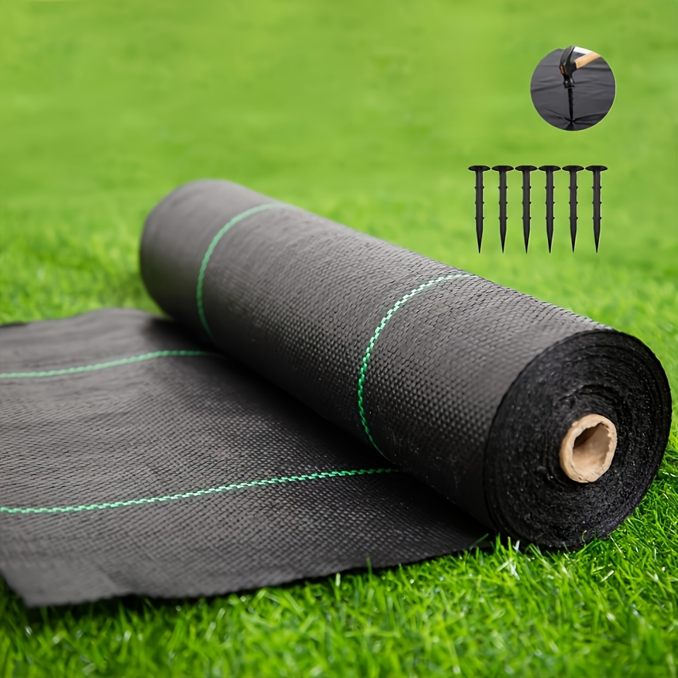 TEMU Uv Resistant, Breathable, Heavy-duty Weed Barrier Fabric With 6 Sets Of Nails. Suitable For Flower Beds/vegetable Gardens/lawns/driveways In All