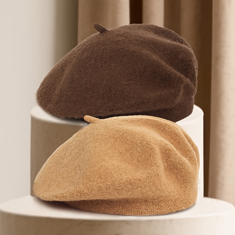 2pcs set set dressing womens beret hat solid   winter style   no brim beret hat multi color   suitable for daily use