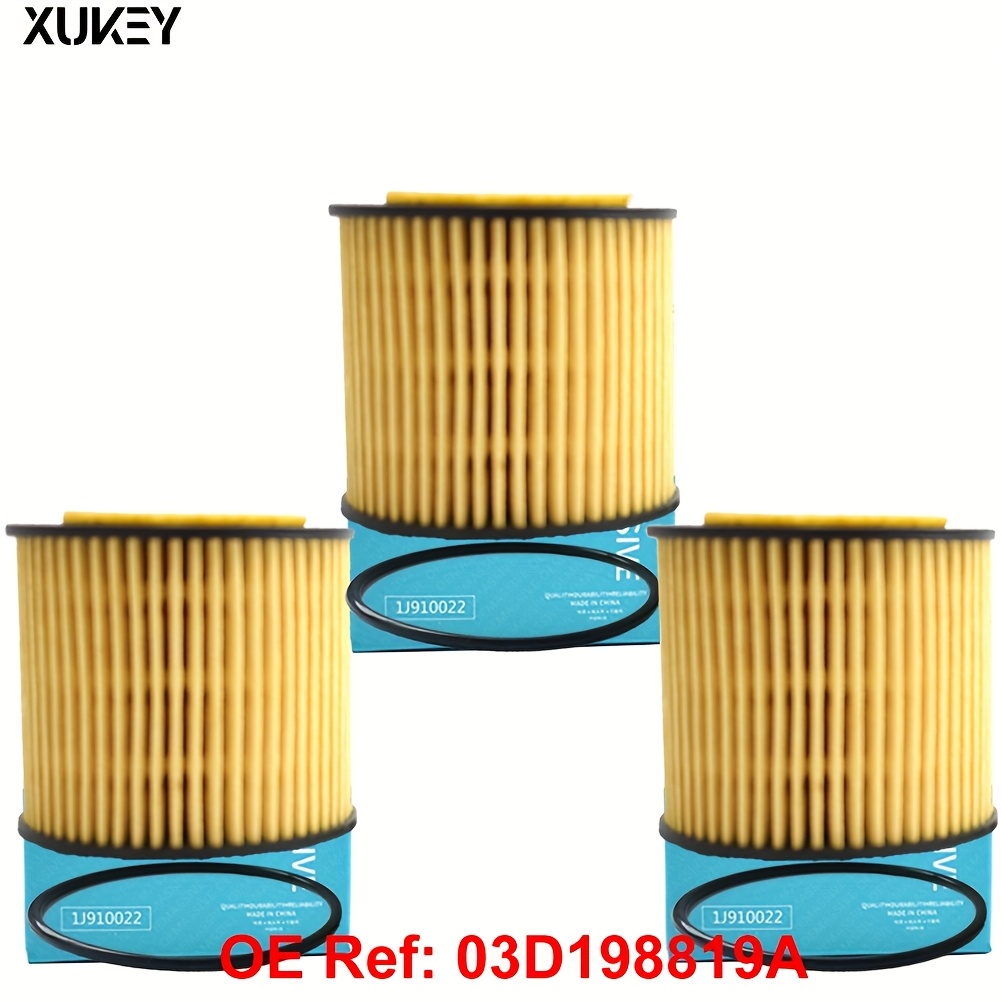 Image of Xukey Set Of 3 Oil Filters Suitable For Iii 6l1, For 6y5, For Vw For Fox 5z1, And For 9n, Part Number 03d198819a