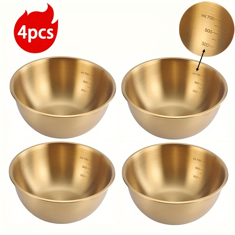 4pcs Stainless Steel Salad Bowls 700ml, Fruit Bowls, Mixing Bowls, Stackable And Space-, Lightweight Design Suitable For Catering Services