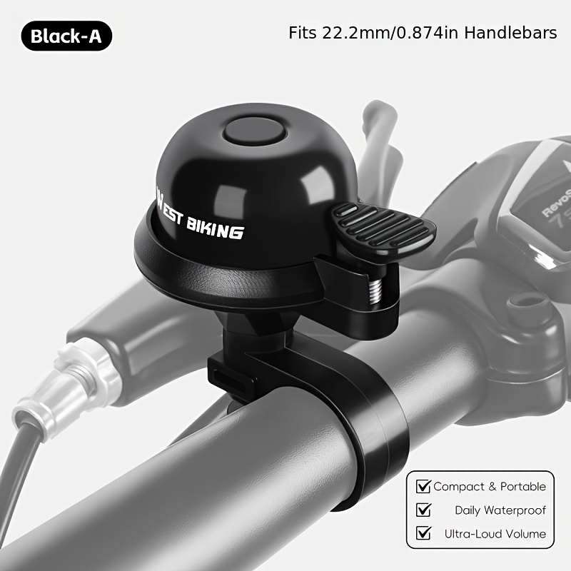 TEMU West Biking Bicycle Bell For Hidden Bike Rack Mount, Anti-theft Bike Bell For Adults, Fits 22.2mm Handlebar - Compact, Waterproof, Ultra-loud