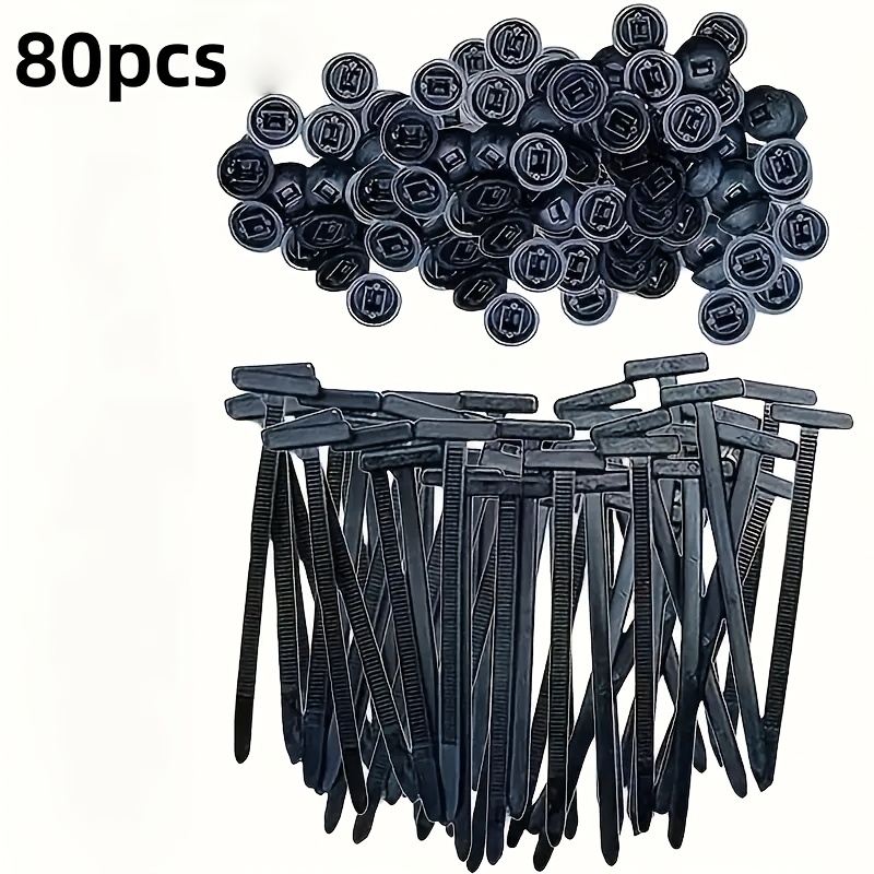 TEMU 80pcs Durable Heavy-duty Self-locking Nylon Cable Ties With Black Plastic Zipper Pulls - High-strength Uv-resistant Fasteners, Suitable For