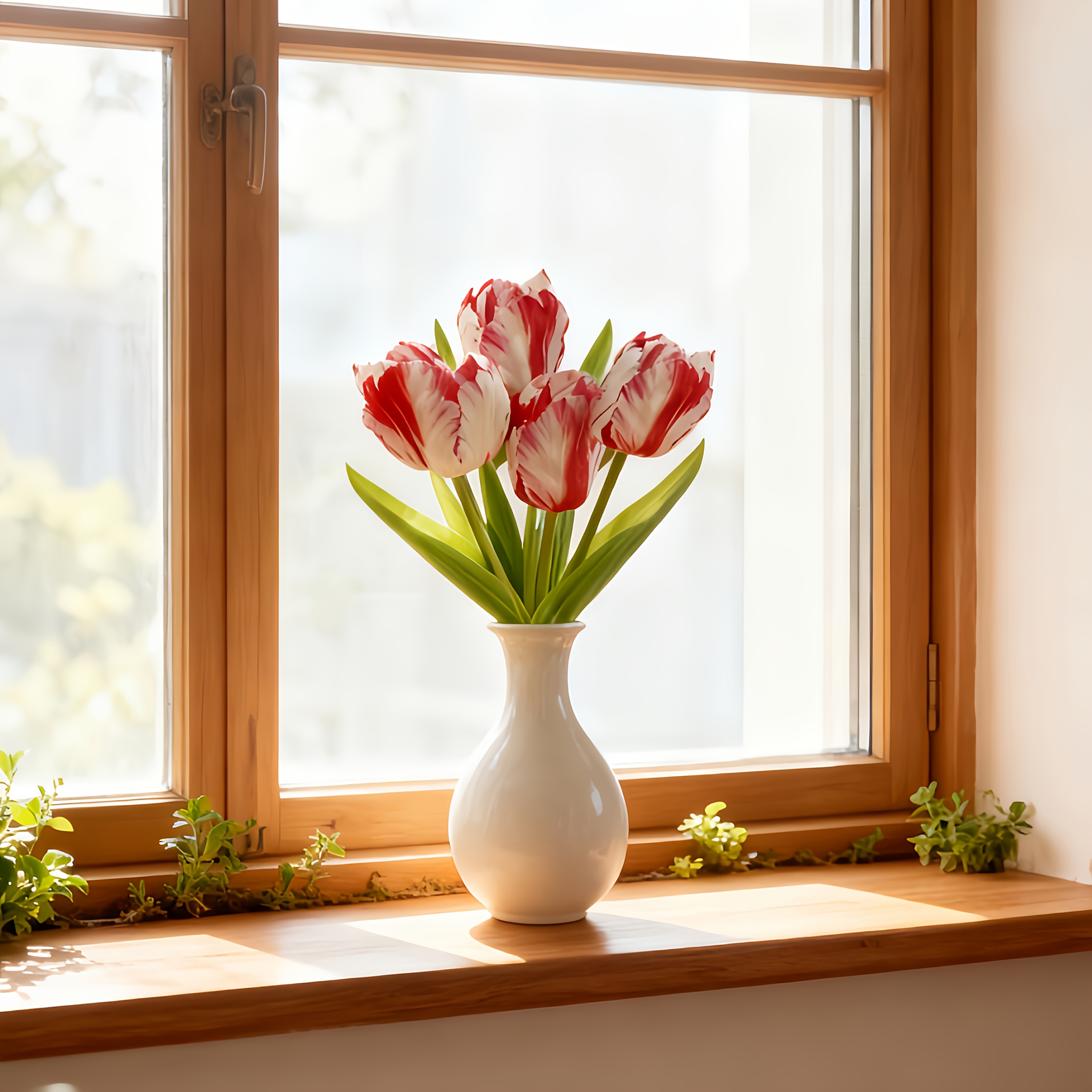 4pcs Realistic Fake Tulips With Parrot - Plastic Tulip Bouquet Suitable For Home Decor, Wedding, Valentine's Day, Easter, Mother's Day Centerpieces - Low-maintenance , No Watering/no Issues
