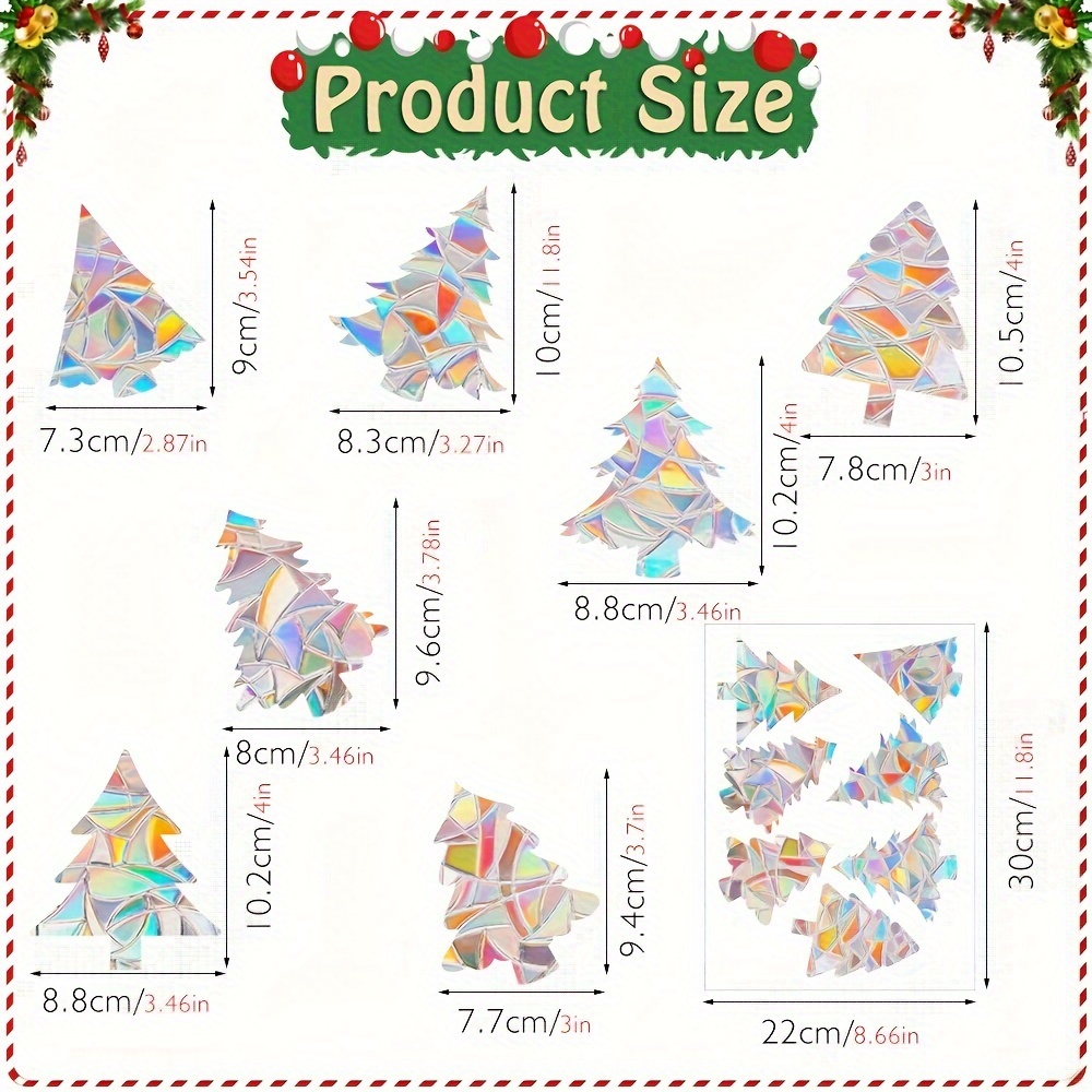 1 set   rainbow prism suncatcher window clings reusable static   pvc glass stickers 5mil thick glossy finish christmas festive bird snowflake decals for holiday decor details 28