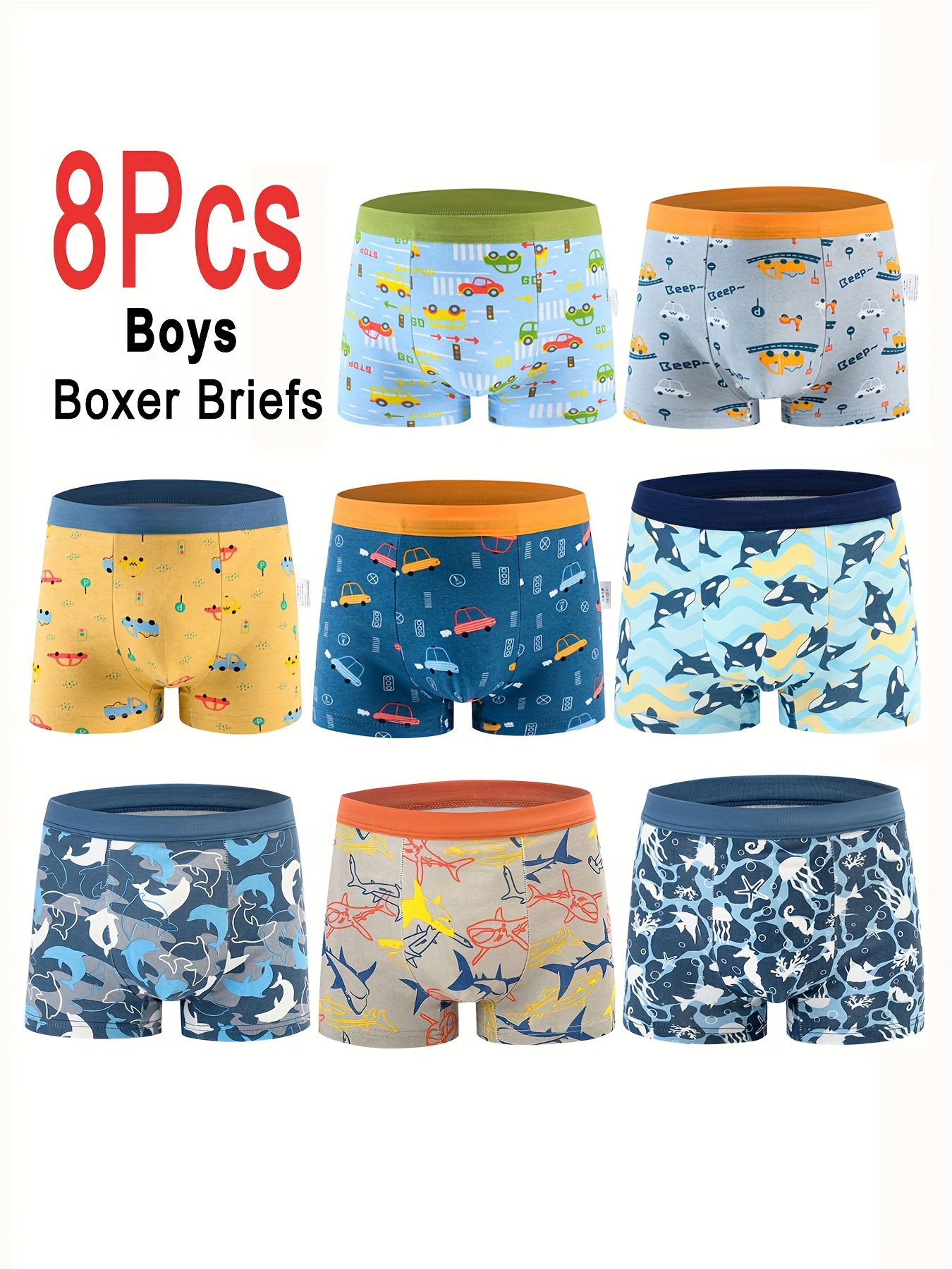 Paquete de Calzoncillos Bóxers para Niños con Cintura Elástica y  Estampados de Dibujos Animados Divertidos Ropa Interior Transpirable para  Deporte
