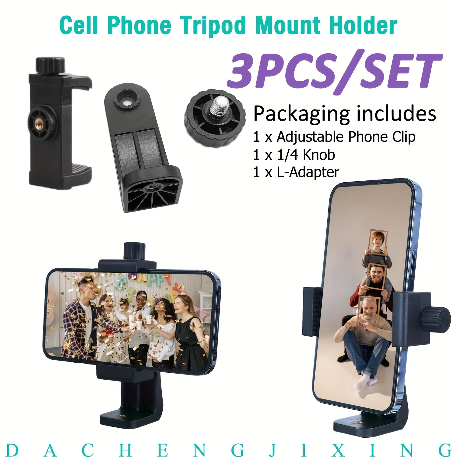 [rotatable Mount] 3pcs Tripod Phone Mount Holder | Adjustable Rotatable Digital Camera Bracket | For Ring Light Camcorder, Compatible For Most Cellphones For Iphone