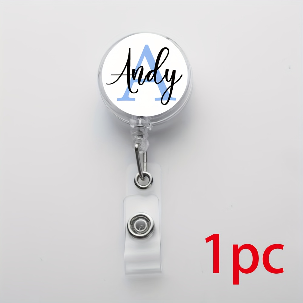 TEMU 2d Flat, Custom Acrylic Letter Name Badge Clip Keychain Set Of 1/3pcs - Telescoping Nurse Symbol Badge Holder. Rn Id Staff Personalized Badge
