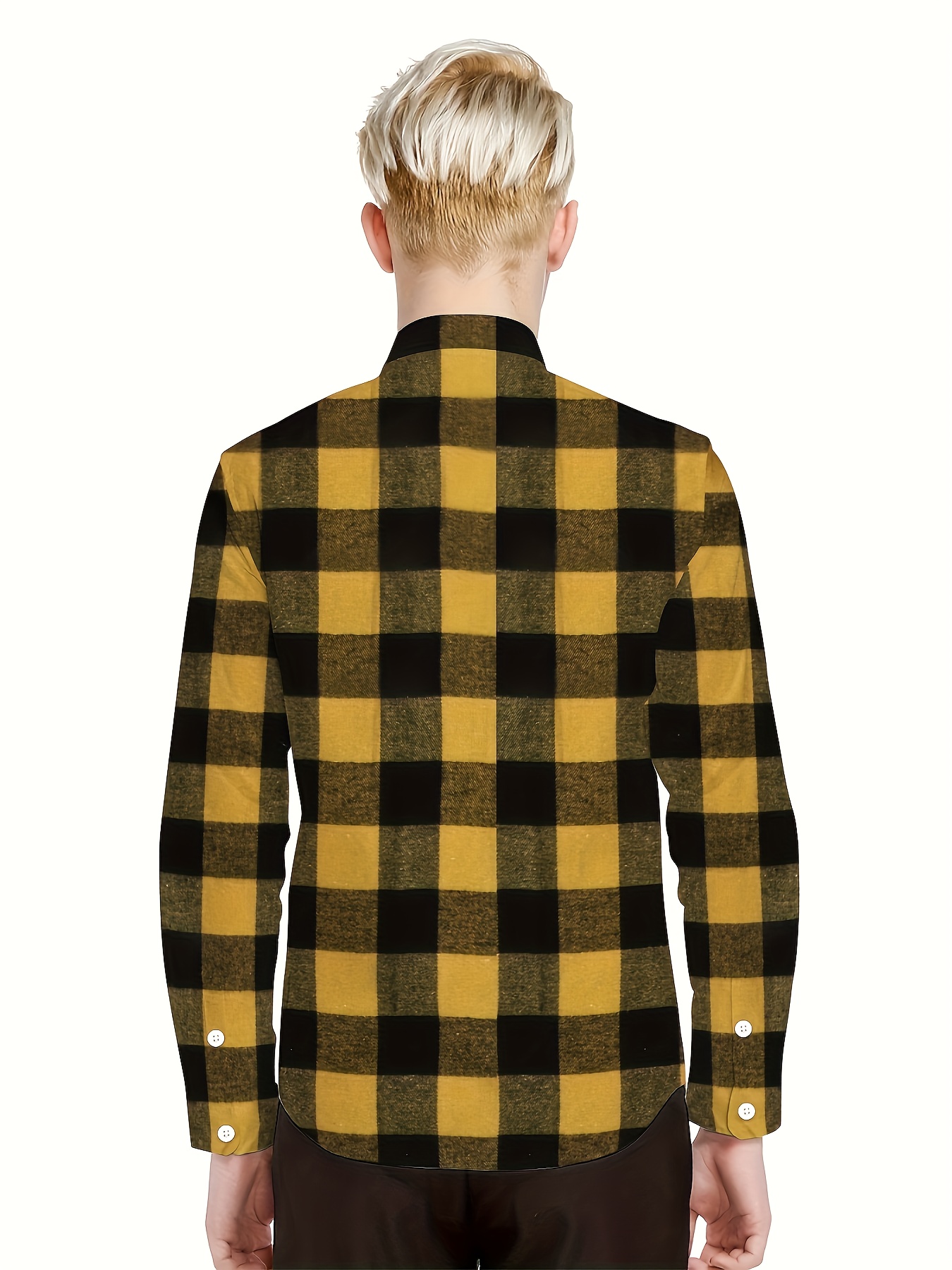 maglietta classica a quadri bottoni – maniche lunghe Temu Italy