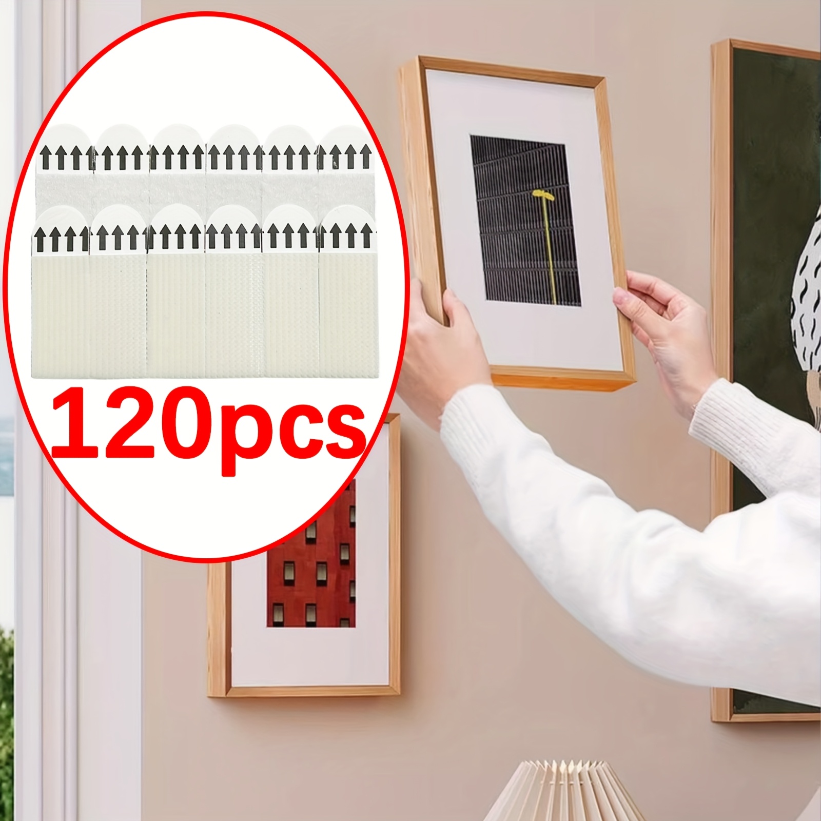 E-shop 120 Stk. strapazierfähige -Bildaufhängestreifen – Bilderrahmen-Klettband, bohrfreie, strapazierfähige Bildaufhängestreifen – doppelseitige,