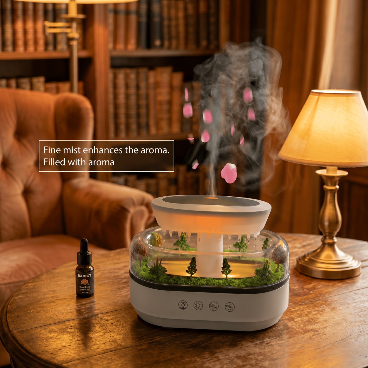 2026 new european style mini landscape humidifier multi option white noise long lasting bedroom diffuser simulated raindrop scent large capacity humidifier home appliance single room humidifier suitable for home bedroom holiday gift Product details 1