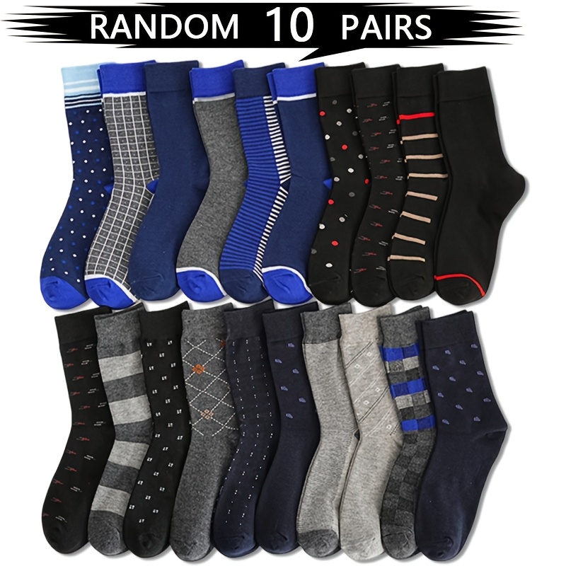 E-shop 10 Paar zufällige Herren Freizeit Business Socken, stilvoll, atmungsaktiv, bequem und weiche Mid-Calf Socken, formelle Socken, geeignet für