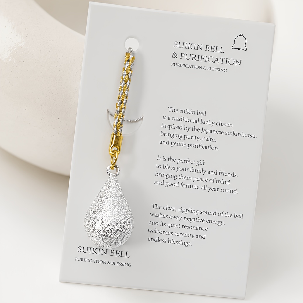 TEMU Wrinkle Water Drop Shaped Bell Pendant, 2 Colors Braided Rope Charm Bell, Ringing Portable Pendant, Bag Keychains Car Pendants, Couple Best