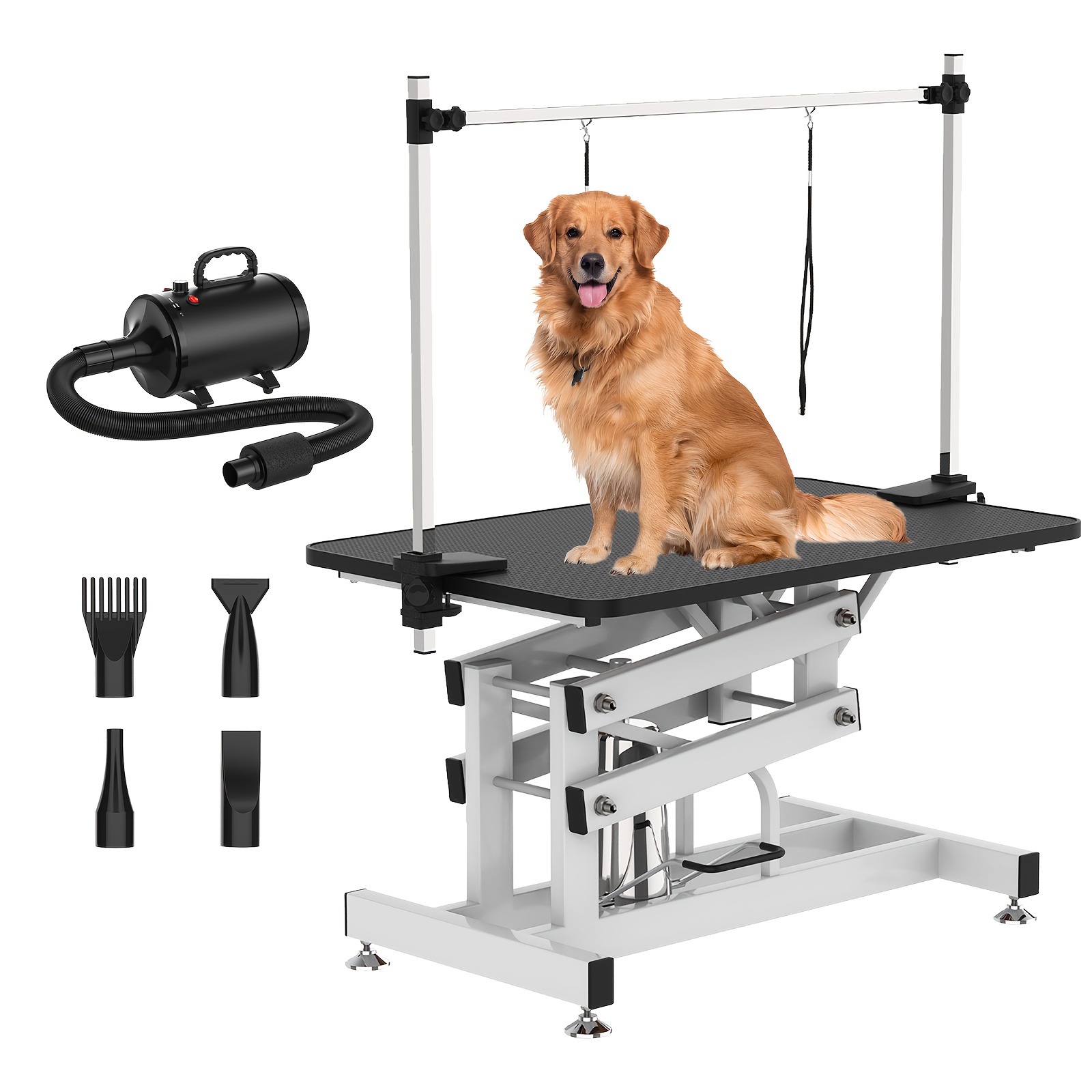 TEMU [2pcs Grooming Set]advwin Hydraulic Pet Grooming Table + Pet Hair Dryer, Professional Pet Care, Reliable Grooming Equipment, Durable Pet