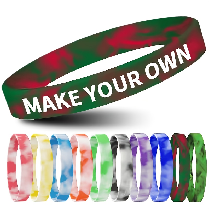 16pcs Silicone Bracelets with Custom Letter Patterns, Lightweight
