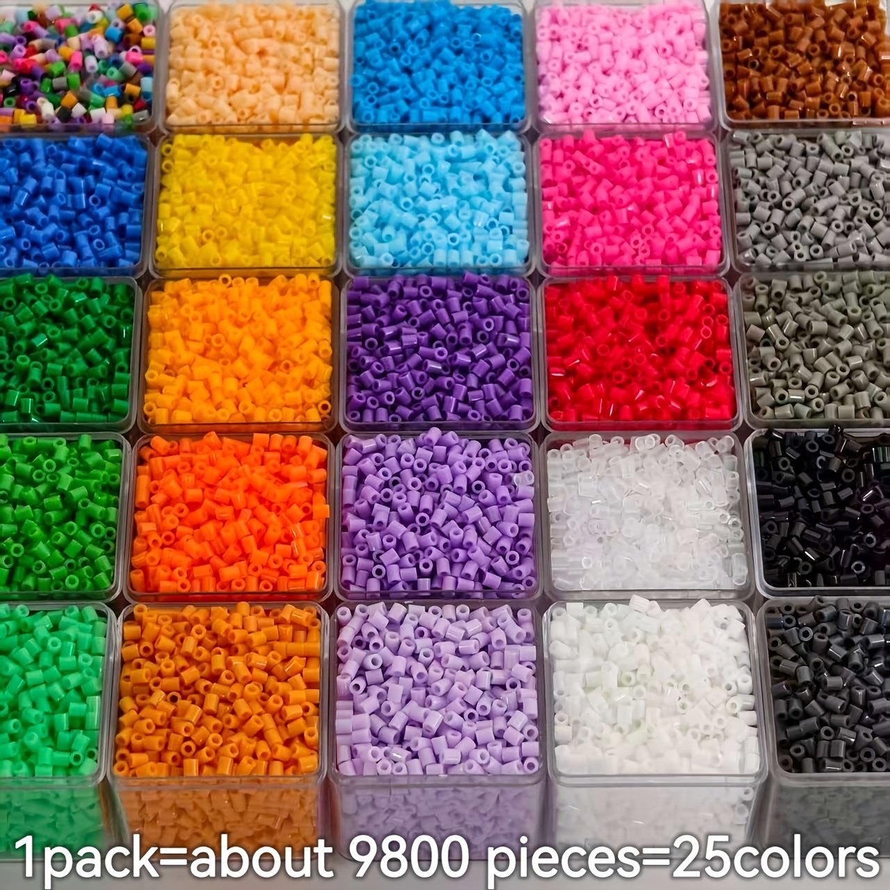 TEMU Ensemble de perles Pony 3Mm 25 couleurs, 9800 pièces, perles fondées faites à , chaque couleur est emballée individuellement, fournitures