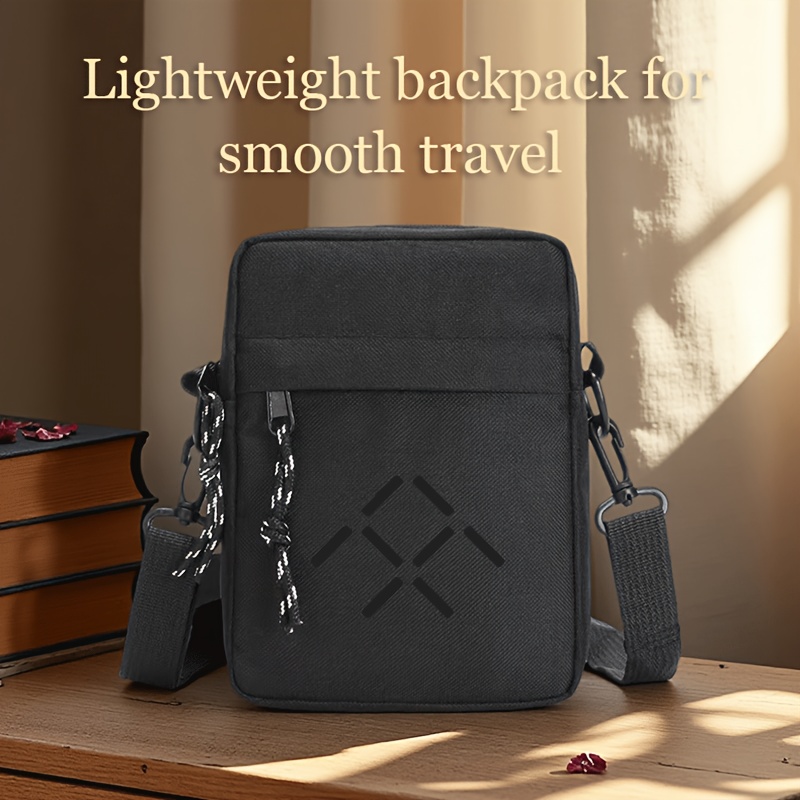 TEMU 1pc Crossbody Bag With Faraday Futurepattern Adjustable Strap Front Zipper Pocket Design Bag Durable Oxford Material For Daily Commute Perfect